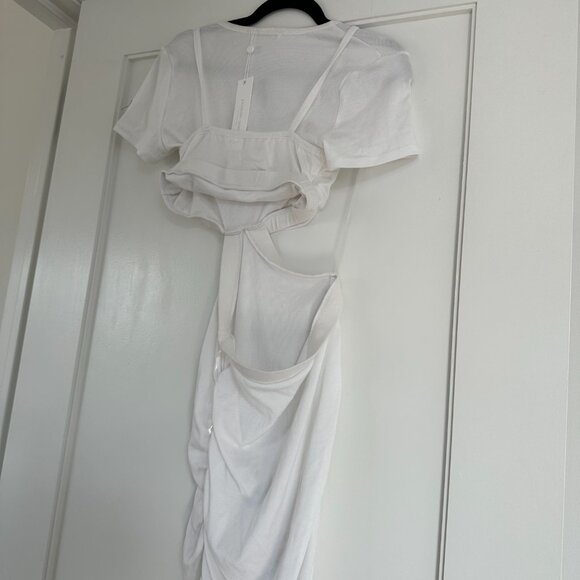 NWT Jonathan Simkhai Cailan Cut-out Mini Dress Stretch Rib Knit White Size Small - Picture 10 of 11